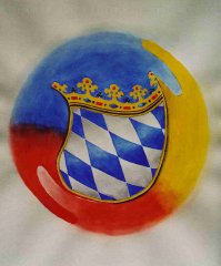 Grossansicht in neuem Fenster: Aquarell von Wolfgang Werner: Bayerisches Staatswappen