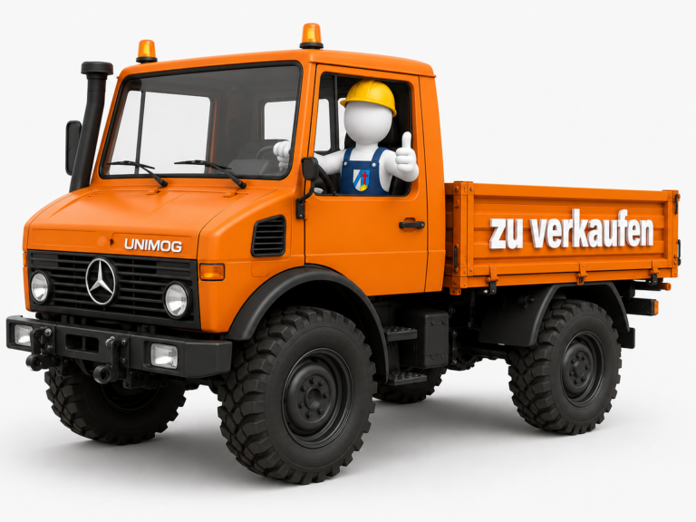 Mann mit Latzhose und Helm Geltendorf UNIMOG ZU VERKAUFEN